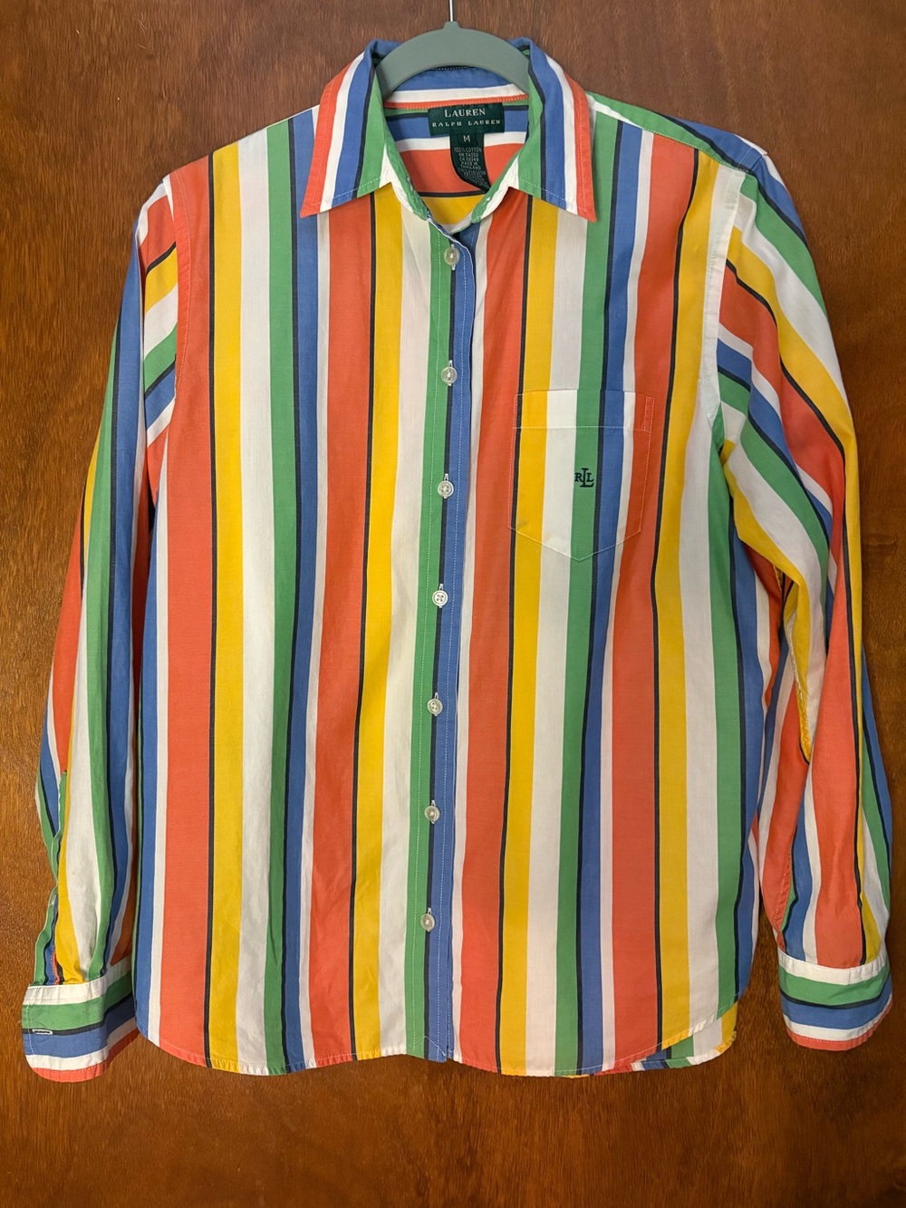 Vintage 90s Ralph Lauren Multicolor Stripe Button-Up Shirt M